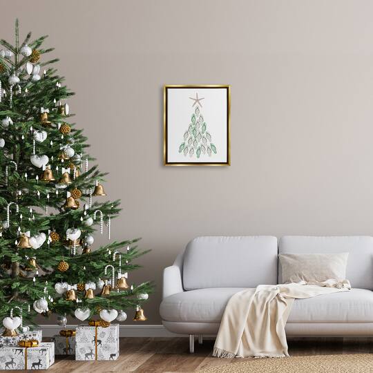 Stupell Industries Flip Flop Beachy Christmas Tree Black Framed Floater Canvas Wall Art